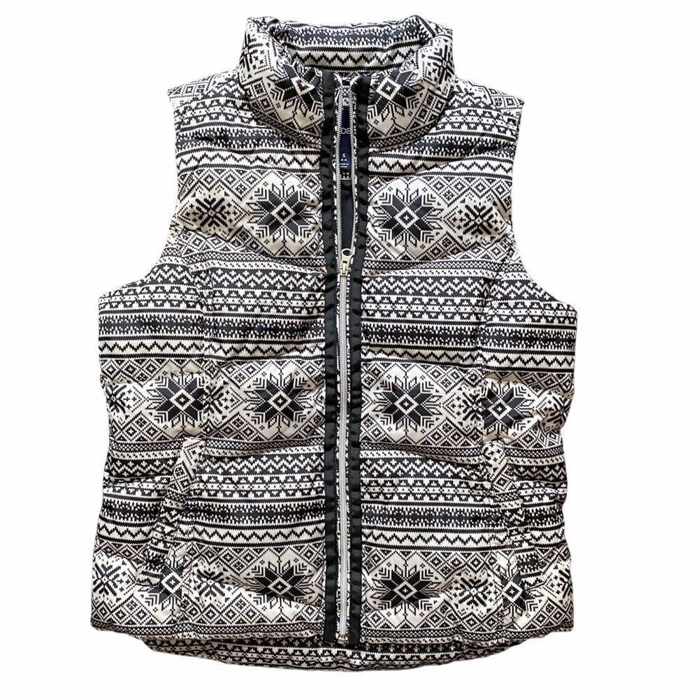 LANDS END Womens Black/White Puff Vest Size S